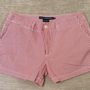 Ralph Lauren seersucker Women's Red and White Striped Shorts Size 8